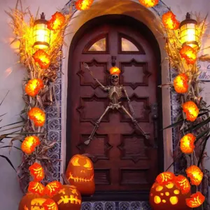 Solar LED Marigold String Lights Halloween Floral Decor Mexican Festival Atmosphere Party