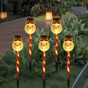 Solaire Noël Bonhomme de Neige Jardin Piquet Lumineuses Extérieur LED Allée Décorations