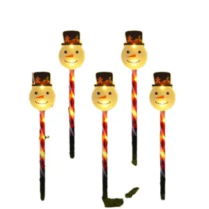 Lumières solaires de jardin bonhomme de neige de Noël ensemble de 5 LED décoration cour