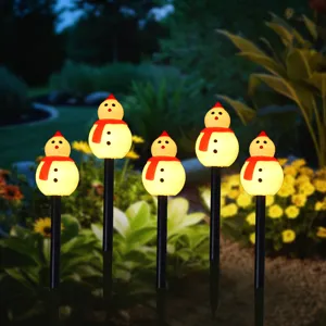 Solar Christmas snowman garden stake lights outdoor decorative lawn lighting 5pcs