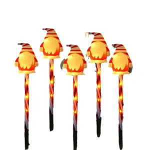 Christmas solar garden stake lights outdoor waterproof gnome pathway decorative LED lights set of 5