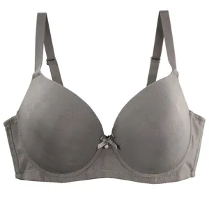 Women plus size push up bra grey comfortable breathable seamless daily lace undergarment