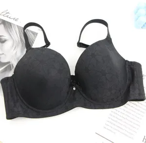Plus size black lace bra, adjustable straps and minimized design for comfortable daily wear.
