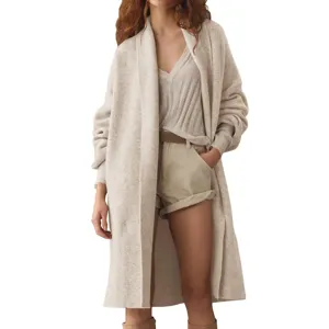 Donna manica lunga cardigan in maglia largo elegante casual capo dettaglio vista