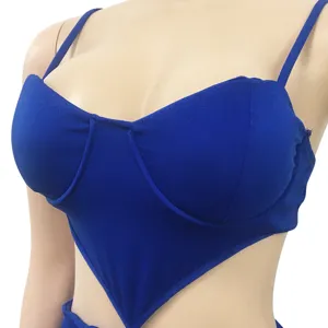 Detail view of a sexy solid color sweetheart strap top featuring slim fit and stylish cut design.