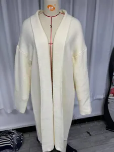 Donna cardigan in maglia maniche lunghe avorio casual fronte aperto capo elegante accogliente autunno