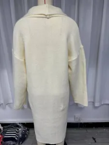 Donna casual maniche lunghe cardigan in maglia largo maglione midi monocolore cappotto autunno