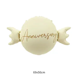 Cream matte candy foil balloon with Anniversary print, size 69x50cm for event decor