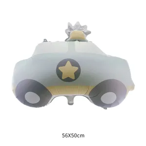 Retro matte blue car shaped aluminum foil balloon featuring a star pattern 56x50cm