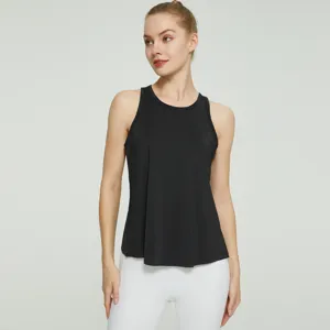 Women athletic sleeveless tank top loose fitness yoga running sportswear detail view apparel