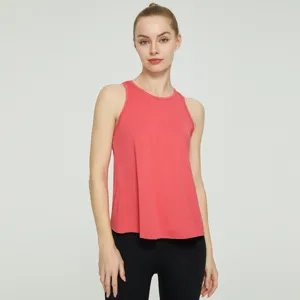 women sleeveless yoga tank top fitness sportswear running loose activewear pink detail view