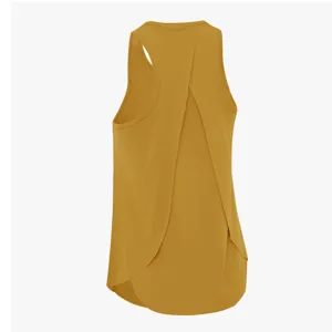 Women's athletic running split back fitness tank top, breathable sleeveless yoga workout shirt.
