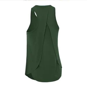 Women's open back athletic tank top loose fit racerback yoga gym fitness workout vest top