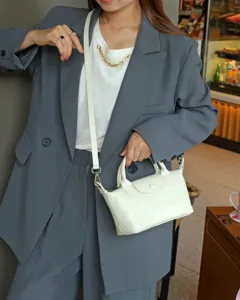 Chic top layer leather dumpling bag vintage versatile crossbody handbag stylish women purse