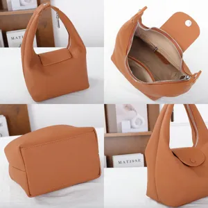 Sac à épaule élégant en cuir souple véritable, fourre-tout tendance pour femme au quotidien.