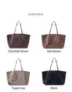 Genuine leather large capacity tote bag for women, casual commuting shoulder bag