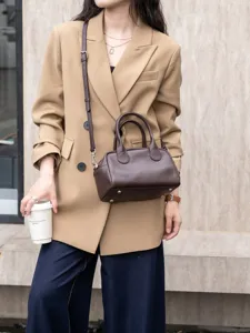 Natural top layer cowhide Boston bag fashion women's handbag casual shoulder crossbody bag