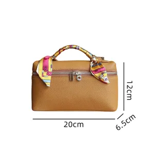 Genuine leather box bag for women, fashion top handle cosmetic bag and stylish shoulder bag.