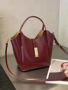Retro decontracte grand sac seau epaule femme mode minimaliste chic elegante tendance