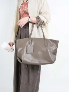 Women's Large Capacity Genuine Leather Tote Bag Casual Commuter Single Shoulder