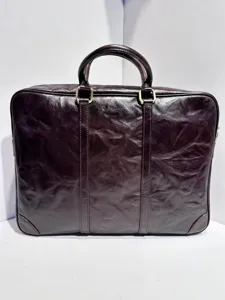 Vintage Auténtico Cuero Maletín Gran Capacidad Bolso de Negocios Laptop Bolsa para Hombres