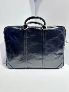 Maletin de cuero genuino hecho a mano gran capacidad para laptop detalle vintage negocio.