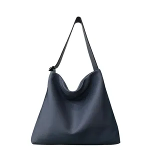 Classic genuine leather slouchy shoulder bag for women, large capacity casual crossbody purse.