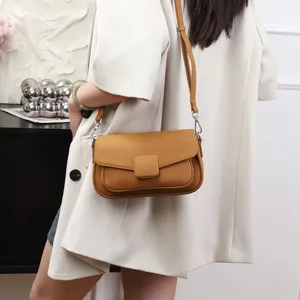 Damen Echtes Leder Umhängetasche Urban Minimalistisch Kleine Quadratische Schultertasche Flap Bag Tägliche Kombi Handtasche