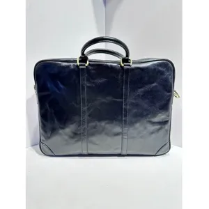 Maletin vintage de cuero negro para hombre y mujer, bolsa elegante para ordenador portatil.
