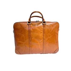 Bolso de Mano Maletin para Portatil de Cuero Genuino Vintage Gran Capacidad para Hombre y Mujer