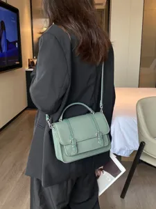 Fashionable TOGO cowhide leather messenger bag, casual tote and crossbody small square bag.