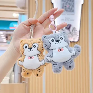 Cute embroidered tiger plush keychain 3D animal bag charm cartoon pendant gift accessory