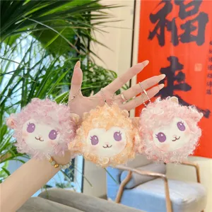 Cute little sheep plush pendant keyring, soft stuffed doll bag charm for backpack.