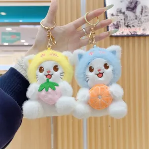 Simpatico frutta gatto peluche portachiavi, morbido animale peluche borsa ciondolo donna.