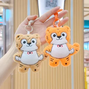 Cute embroidered plush tiger keychain cute animal bag charm plush toy pendant accessory gift