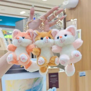 Cute Cartoon Plush Fox Keychain Soft Animal Pendant Soft Key Ring Ornament For Car Bag Backpack Charms Celebration Gifts