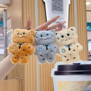 Cute fluffy plush animal keychain embroidered cartoon pendant bag charm soft toy gift