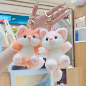 Cute plush fox keychain plushie toy soft stuffed animal keyring pendant bag accessory