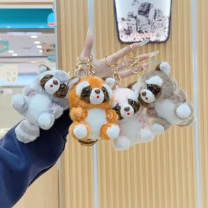 Mignon Porte-Clés en Peluche Raton Laveur Doux Animal Enrai Poupée Sac Pendentif Petit Panda Roux Porte-Clés Pour Sac À Dos