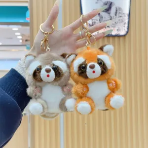 Mignon raton laveur et panda peluche porte-clés sac charme, poupée peluche douce.