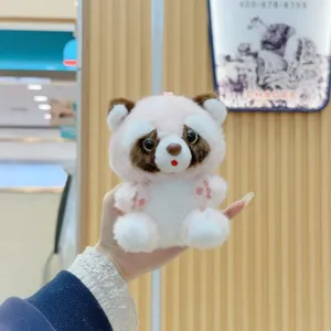Adorable pendentif en peluche raton laveur pour sac et clés, poupée en peluche douce et mignonne.