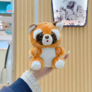 Mignon pendentif en peluche panda roux jouet duveteux porte-clés sac décoration poupée