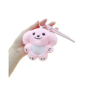 Pink plush puppy keychain cute stuffed animal toy bag pendant accessory for daily use