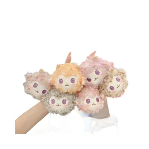 Cute fluffy sheep plush toy keychain, cartoon lamb doll bag pendant and accessory.