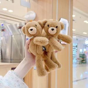 Cute Cartoon Teddy Bear Plush Hair Clip Sweet Girly Style Brown Animal Stuffed Doll Bangs Clip Soft Plush Headwear Decorative Hair Accessories For Girls Women