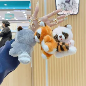 Joli porte-clés en peluche raton laveur mignon pendentif de sac doux pour femmes