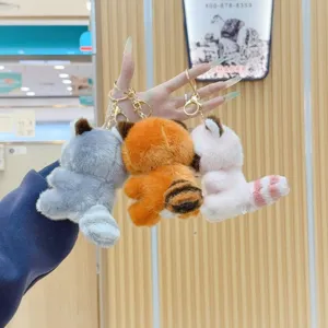 Mignon porte-clés raton laveur en peluche douce animal jouet pendentif sac 3 couleurs