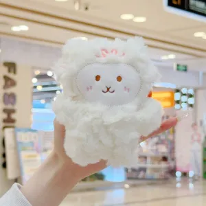 Simatico portachiavi in peluche di pecorella riccia, ciondolo morbido per zaino da donna.