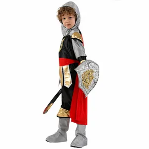 Kids Roman Warrior Costume Halloween Cosplay Party Outfit with Shield & Sword Detail View