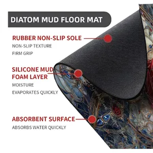 Diatom mud floor mat detail showing rubber non-slip sole and quick absorbent surface structure.